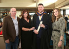 Eóin Morrissey from Kilnadeema with his parents John and Colette and sister Ruth after he was conferred with the degree of B. E,, Honours, in Civil Engineering, at the GMIT conferring ceremonies in the Galmont Hotel.