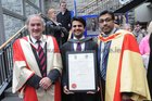 <br />
Mavaswee Dwivedi, Jndia with Professor Tom Boylan and Professor Srinjvas Raghav, after he was conferred with M.Sc Degree at NUIGalway. 