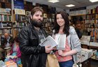 Abel Garcia-Cortina, Westside and Oryana Farrell, College Road, at the launch of a new book Solar Bones by Mike McCormack, at Charlie Byrnes Book Shop.