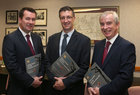 Ian McMorrough, Regional Business Manager, North West Region, Bank of Ireland, Sponsor, Liam Hanrahan, A/Senior Executive Officer, Galway City Council, Sponsor, and Dave Hickey, Group CEO, Connacht Tribune, Media Partner, at the launch of the Galway Chamber Gala Ball and Business Awards 2015.