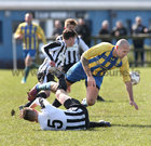 Loughrea v Galway Hibs at Bohermore.<br />
Daryl Hayden, Loughrea, and Cam Kelly, Galway Hibs