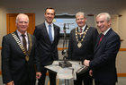 Frank Greene, President, Galway Chamber, Andrew Murphy, Chief Commercial Officer Shannon Group plc (Shannon Airport), Main Sponsor, Cllr Frank Fahy, Mayor of Galway City, and Dave Hickey, Group CEO, Connacht Tribune,  Media Partner, at the launch of the Galway Chamber Gala Ball and Business Awards 2015.