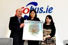 <br />
Jim Burke, Managing Director, with staff Breege Lynch and Aisling McCann, At the opening of the Go Bus new office at Forster Court, 