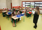 Rang a 5 during class in the new building at Scoil Fhursa which opened on Monday.
