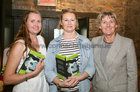 Artisan House Publishing's Siobhan Ruddy, Aisling Curran, and artist Julia O'Keeffe, Kinvara, at the launch of Michael Gorman's 'fifty poems', with illustrations by Joe Boske, at Druid Theatre.