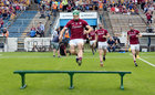 Galway v Clare 2018 All-Ireland Senior Hurling Championship semi-final replay at Semple Stadium, Thurles.<br />
Galway captain David Burke clears the bench before the team photograph.