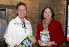 Siobhán Ní Chéidigh, An Spidéal, and Josephine Hogan, Barna, at the launch of Michael Gorman's 'fifty poems', with illustrations by Joe Boske, at Druid Theatre.