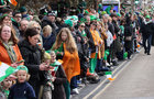 Spectators at University Road during the St Patrick's Day parade