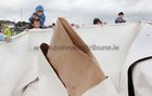 Frank Bolters paper boat is assembled at Kinvara