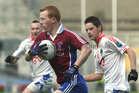 <br />
Clonbur's, Alan Kyne,<br />
and<br />
Derrytresk's, Conor Gavin and Pat Campbell,<br />
during the All-Ireland Junior Club Football Championship Final at Croke Park.