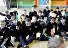 <br />
Pupils at the Para Olympic Gold Medal winner Eoghan Clifford, NUIGalway  St Patricks National School, Lombard Street during his visit to the school. 