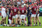 Galway v Cork 2015 All-Ireland Senior Hurling Championship quarter final at Semple Stadium, Thurles.<br />
The Galway team with manager Anthony Cunningham