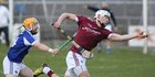 Galway v Laois 3rd round game in the Allianz National Hurling League at the Pearse Stadium.<br />
Galway's Jason Flynn and Dwane Palmer, Laois