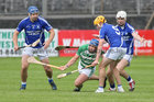 Killimordaly v Ardrahan Senior B-Group 2 hurling game in Kenny Park, Athenry.<br />
Killimordaly’s Wanna Ryan and Ardrahan’s Gerard Forde (9), Iarla Tannian (11) and Darrach Fahy