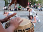 Grupo Candeias perform their acrobatics and energetic music at Eyre Square as part of the Capoeira Festival at the weekend. Capoeira is a blend of martial art, acrobatics, music, and dance that originated in Brazil. The event was hosted by the local Grupo Candeias who train twice a week with Contra Mestre Mola at Creaven House in the Claddagh.