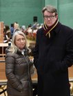 Galway West Labour Party candidate Niall McNelis and his wife Aideen at the Galway West count centre at Galway Lawn Tennis Club