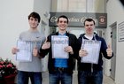 <br />
David Connolly, Oranmore; Ronan Fahey, Ardrahan and Oisin Duffy, Maree, after collecting their Leaving Cert Results at Calasanctius College Oranmore. 
