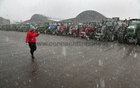 Aoife O'Connell braves the heavy snowfall at while counting tractors at Athenry Mart before the start of the East Galway Tractor Run 2018. Proceeds from the event will go to Hand in Hand which provides the families of children with cancer with much-needed practical support. 