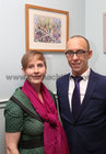 Cllr Pauline O'Reilly and Eoin Madden, Chairperson of the Galway branch, Irish Kidney Association, at the opening of "Buíochas-Gratitude", Angeline Cooke's new exhibition of paintings, dedicated to all organ donors and inspired by the Circle of Life National Organ Donor Commemorative Garden in Salthill and, at Renzo Café, Eyre Street. Proceeds from the sale of paintings will go to Strange Boat Donor Foundation. <br />

