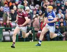 Galway v Laois Allianz Hurling League Division 1B Round 1 game at the Pearse Stadium.<br />
Cathal Mannion, Galway, and Padraig Delaney, Laois