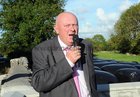 Cllr Michael Fahy, speaking, at the unveiling of a memorial to the memory of the Three in a row Ardrahan County Hurling Championships  1894-95-96. at Ardrahan. 
