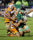 Connacht v Toyota Cheetahs Guinness PRO14 game at the Sportsground.<br />
Connacht's Colby Fainga'a tackled by Gerhard Oliver and JP Du Preez of Toyota Cheetahs