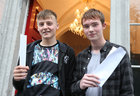 Jack Murphy, Knocknacarra, and Thomas Joyce, Corrandulla, after receiving their Leaving Certificate Results at Yeats College.