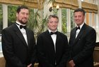 Darragh Gardiner, Bryan Casburn and Kenneth Casburn at Corinthians RFC annual dinner at the Westwood House Hotel.