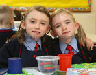 Twin sisters Katie and Matilda who have started school at Scoil Rois, Taylors Hill.