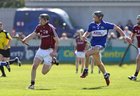 Galway v Laois Leinster Senior Hurling Championship semi final at O'Connor Park, Tullamore.<br />
Galway's Padraig Mannion and Patrick Purcell, Laois