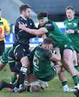 Connacht v Ospreys Guinness PRO14 game at the Sportsground.<br />
Connacht’s Peter Robb and Tom Daly, and Stephen Myler, Ospreys