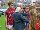 Galway v Waterford All-Ireland Senior Hurling Championship final at Croke Park.<br />
Galway captain David Burke introduces President Michael D Higgins to his team and young players before the All-Ireland senior hurliong final at Croke Park.