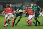 Connacht v Munster United Rugby Championship game at the Sortsground.<br />
Connacht’s Ultan Dillane, Oisín Dowling and Jarrad Butler, and Munster’s Jean Kleyn and Stephen Archer