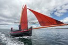 The Gleoiteog, Naomh Ciaran, sailing Off Parkmore during the Cruinniu na mBad Festival at Kinvara at the weekend.