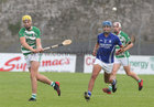 Killimordaly’s Killimordaly v Ardrahan Senior B-Group 2 hurling game in Kenny Park, Athenry.<br />
Killimordaly’s Adam Brett and Ardrahan’s Ross Albertini