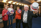 Renmore Pantomime founder Joe McCarthy with, from left, Anne McElwain, committee member, Aoibheann Howe, front of house, and Maureen McCarthy, treasurer, on the opening day of Sleeping Beauty, the 40th Annual Renmore Pantomime, at the Town Hall Theatre. 