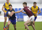 Galway v Roscommon Connacht FBD final at the NUI Galway Connacht GAA Air Dome.<br />
Galway’s Patrick Kelly and Roscommon goalkeeper Patrick O’Malley<br />

