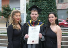 Shane Fox, Kilcolgan, who was conferred with a Bachelor of Science (Honours) in Applied Biology and Biopharmaceutical Science, with his sister Katie Fox (left) and Rachel Elliott, Moycullen, at the GMIT Graduation ceremony in the Galmont Hotel.