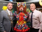 Mayor of Galway, Cllr Mike Cubbard, Darren Shine (The Dame) and Sean Power, Co-Director, at the launch of the Renmore Pantomime's "Jack and the Beanstalk” in the Connacht Hotel. The production, with a new script by Darren Shine, will run at the Town Hall Theatre from December 29th to January 11th.