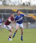Laois v Galway Allianz Football League Division 2, round 3 game at Tuam Stadium.<br />
Galway's Danny Cummins and Colm Begley, Laois and 