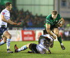 Connacht v Cardiff Blues Guinness PRO14 game at the Sportsground.<br />
Connacht's Peter Robb tackled by Garyn Smith, Cardiff Blues