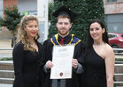 Shane Fox, Kilcolgan, who was conferred with a Bachelor of Science (Honours) in Applied Biology and Biopharmaceutical Science, with his sister Katie Fox (left) and Rachel Elliott, Moycullen, at the GMIT Graduation ceremony in the Galmont Hotel.