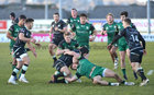 Connacht v Ospreys Guinness PRO14 game at the Sportsground.<br />
Connacht’s Peter Robb and Conor Fitzgerald, and Daniel Evans, Ospreys