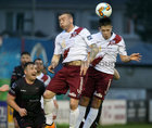 Galway United v Wexford FC SSE Airtricity League game at Eamonn Deacy Park.<br />
Galway United's Stephen Walsh and Maurice Nugent. Photograph: Mike Shaughnessy