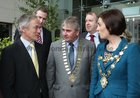 The Minister for Jobs, Enterprise and Innovation Richard Bruton, with Cllr Michael Maher, Mayor of County Galway, and Cllr Hildegarde Naughton, Mayor of Galway City, at the Clayton Hotel last Friday during the new jobs announcement by Global healthcare company Alere.