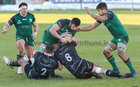 Connacht v Ospreys Guinness PRO14 game at the Sportsground.<br />
Connacht’s Paul Boyle, Denis Buckley and Jarrad Butler, and Sam Parry and Dan Lydiate, Ospreys