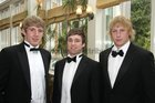 Players Gormley, Hugh Griffin and Aaron Conneely at Corinthians RFC annual dinner at the Westwood House Hotel.