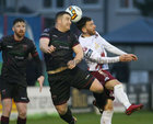 Galway United v Wexford FC SSE Airtricity League game at Eamonn Deacy Park.<br />
Galway United's Ryan Connolly and Sean Kelly, Wexford FC. Photograph: Mike Shaughnessy