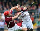 Galway v Westmeath Leinster Senior Hurling Championship Quarter Final at Cusack Park, Mullingar.<br />
Galway's Iarla Tannian and Westmeath's Aonghus Clarke