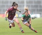 Galway v Mayo 2019 TG4 Connacht Ladies Senior Football Final replay at the LIT Gaelic Grounds, Limerick.<br />
Roisín Leonard, Galway, and Danielle Caldwell, Mayo